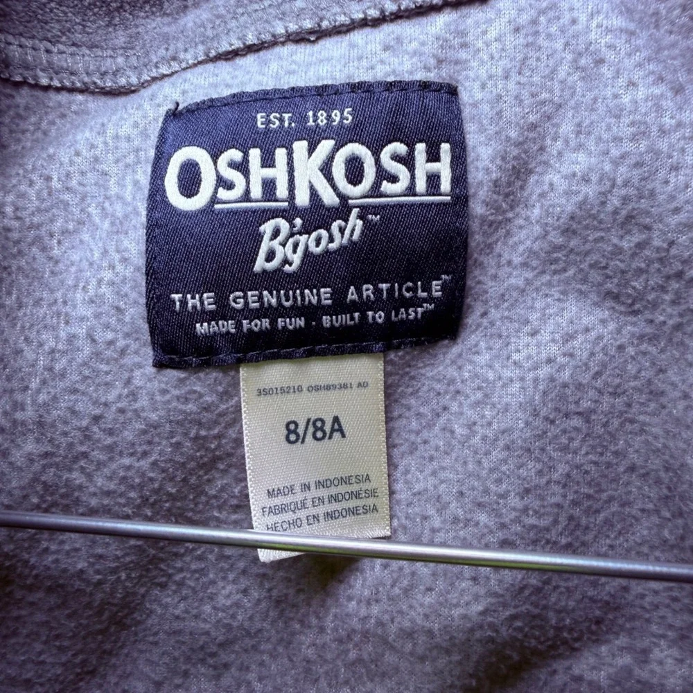 OshKosh Bgosh Boys Gray Colorblock Neon Green Quarter Zip Fleece Pullover Size 8